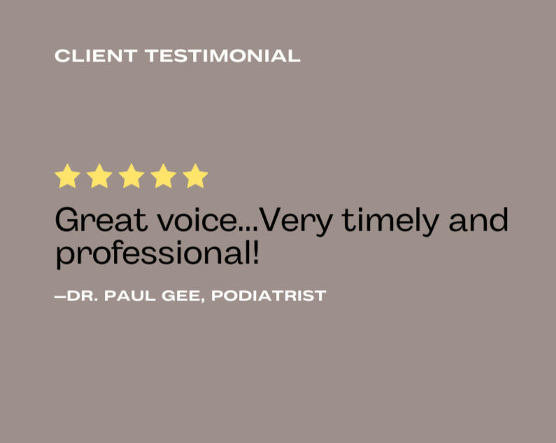 Dr. Paul Gee Testimonial Great voice...Very timely and professional!